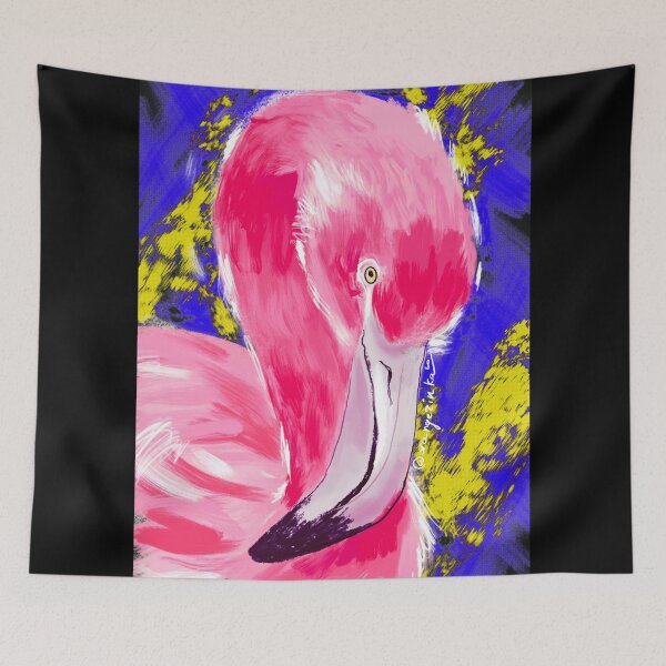 Item preview, Neon flamingo modern disco art designed and sold by orangerinka.
