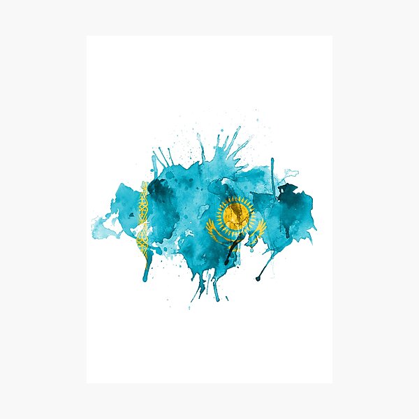 Item preview, kazakhstan flag digital watercolor designed and sold by lipedesigns.
