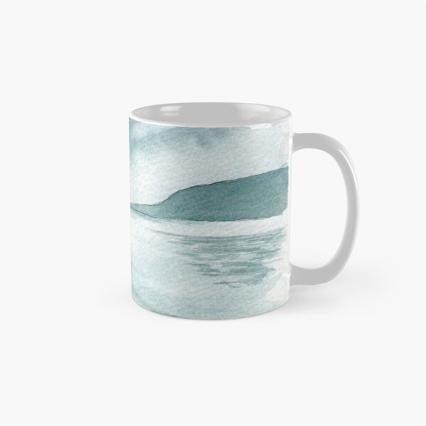 Aperçu de l'œuvre Paysage marin aquarelle monochrome tranquille créée et vendue par Tatti-arts.