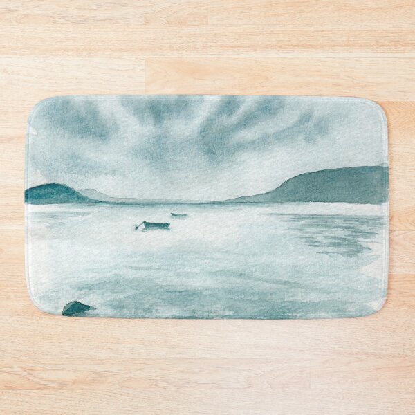 Aperçu de l'œuvre Paysage marin aquarelle monochrome tranquille créée et vendue par Tatti-arts.