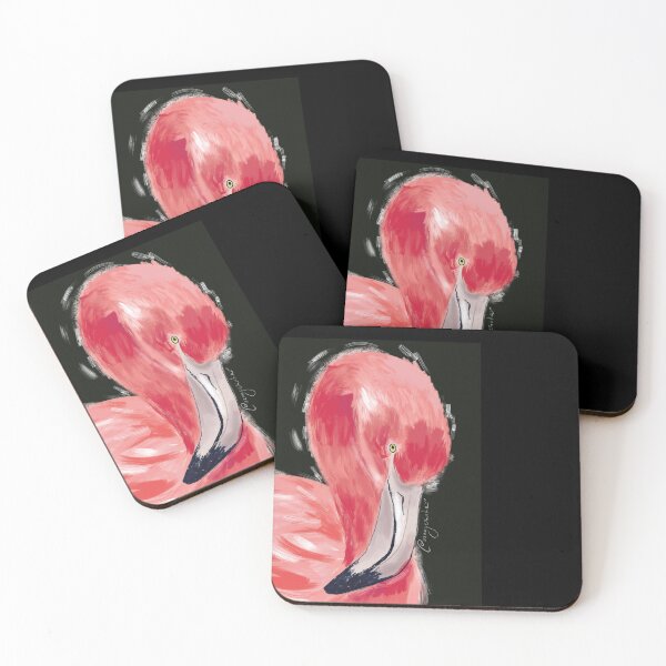 Item preview, Pink flamingo on black designed and sold by orangerinka.