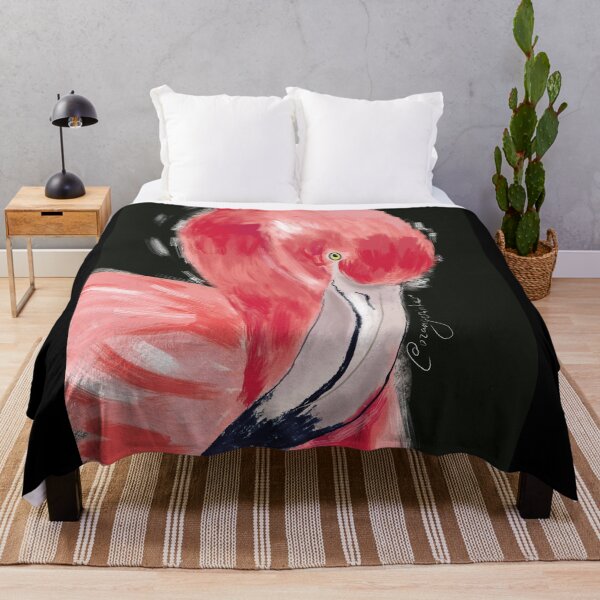 Item preview, Pink flamingo on black designed and sold by orangerinka.