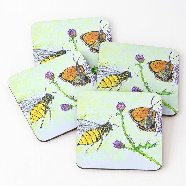 Butterfly Wasp Attack Coasters (Set of 4)