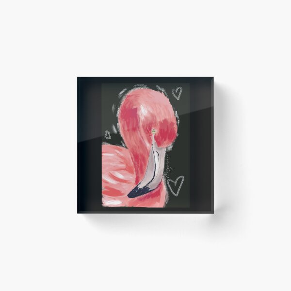 Item preview, Hearts and Pink flamingo on black designed and sold by orangerinka.