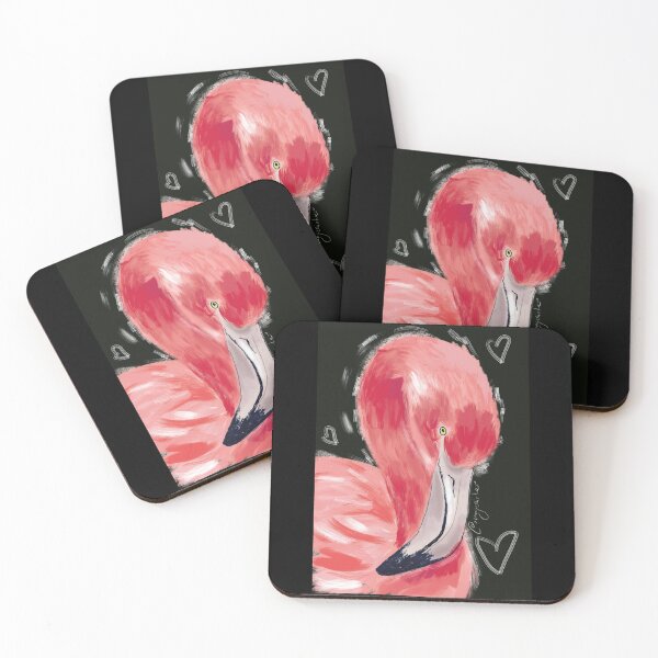 Item preview, Hearts and Pink flamingo on black designed and sold by orangerinka.