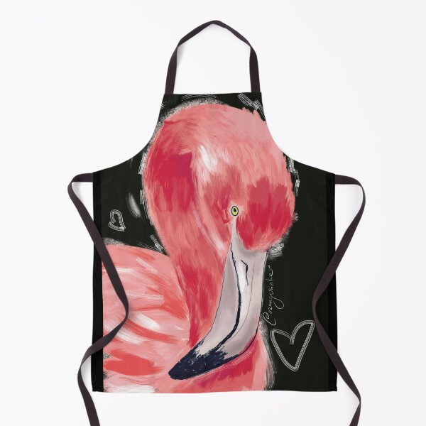 Item preview, Hearts and Pink flamingo on black designed and sold by orangerinka.