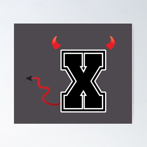 Item preview, Letter X College Font Evil Naughty  designed and sold by comcamworld.