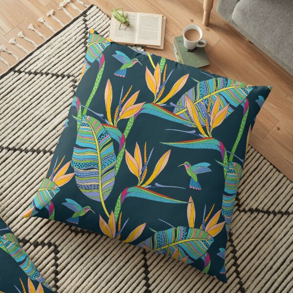 Bohemian Birds of Paradise Floor Pillow