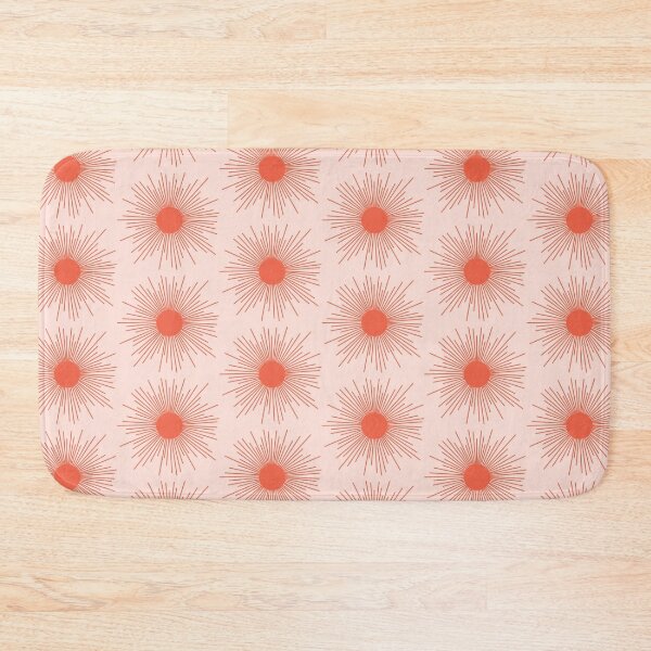 Item preview, Mid Mod Sunburst Pattern in Coral and Pale Blush Pink designed and sold by kierkegaard.