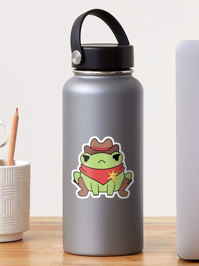 Thumbnail 1 of 3, Sticker, Cute Cowboy Frog designed and sold by ElectricFangs.