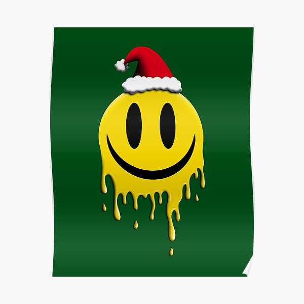 "Christmas Paint Drip Smiley Face" Poster for Sale by GWizCreationz