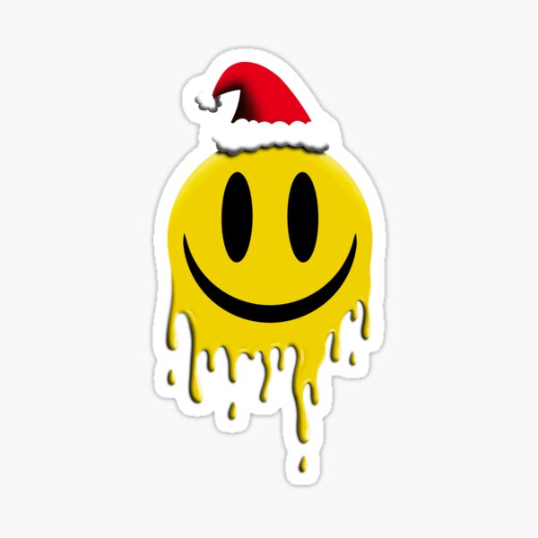 "Christmas Paint Drip Smiley Face" Sticker for Sale by GWizCreationz