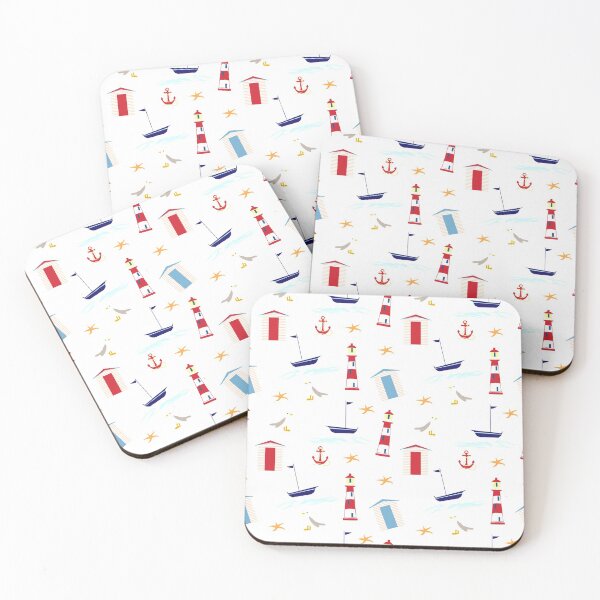 Item preview, Nautical Pattern Lighthouse Sailboat Anchor Starfish Seagull designed and sold by KeysTreasures.