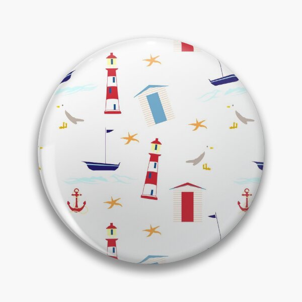 Item preview, Nautical Pattern Lighthouse Sailboat Anchor Starfish Seagull designed and sold by KeysTreasures.