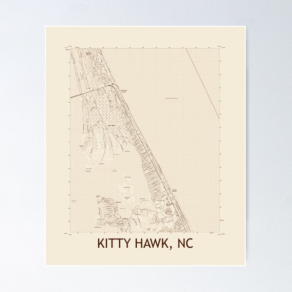 Item preview, Kitty Hawk, NC Topographical Map Vintage designed and sold by PGHPhotoCo.