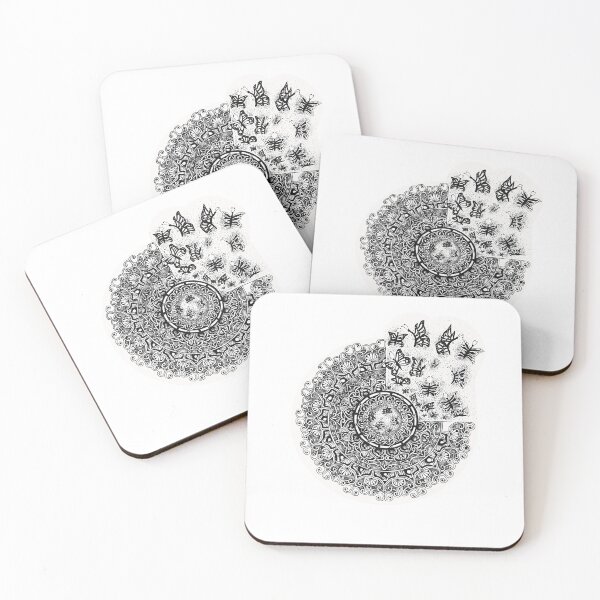 Artikelvorschau, Schwarzweiss-Schmetterlings-Mandala entworfen und verkauft von sagaana.