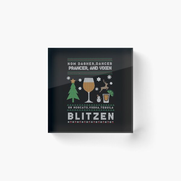 Aperçu de l'œuvre Pull de Noël laid à boire - Maintenant Dasher, danseur, Prancer, Vixen, Moscato, Vodka, Tequila, Blitzen créée et vendue par creativehive.