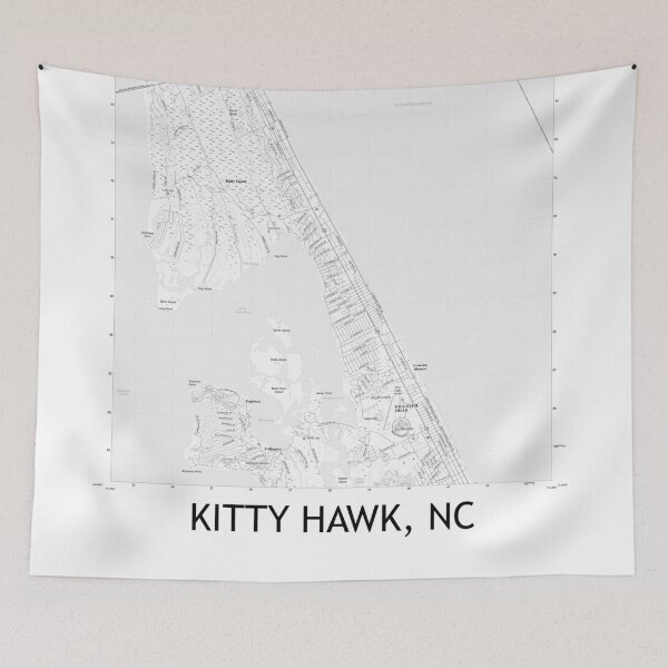 Item preview, Kitty Hawk, NC Topographical Map Black & White designed and sold by PGHPhotoCo.