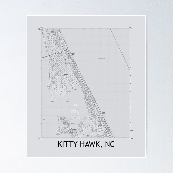 Item preview, Kitty Hawk, NC Topographical Map Grey designed and sold by PGHPhotoCo.