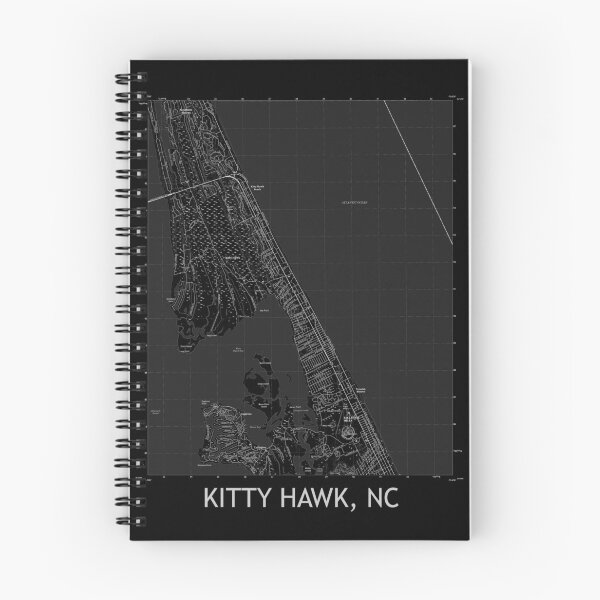 Artikelvorschau, Kitty Hawk, NC Topografische Karte Schwarz entworfen und verkauft von PGHPhotoCo.