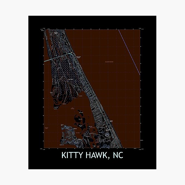 Item preview, Kitty Hawk, NC Topographical Map Dark designed and sold by PGHPhotoCo.