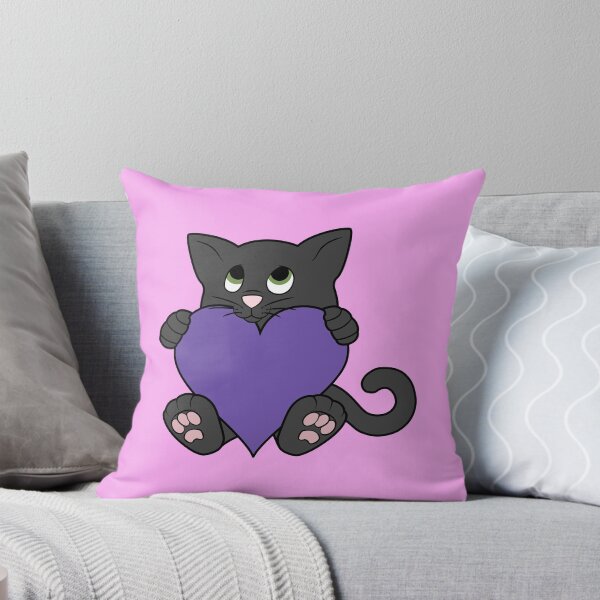 Item preview, Valentine's Day Black Cat with Purple Heart designed and sold by Grifynne.