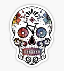 Sugar skull bikes watercolor Sticker