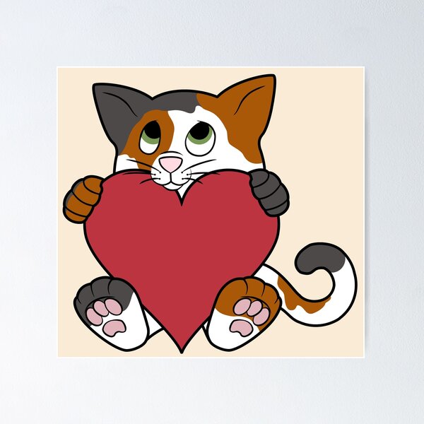 Item preview, Valentine's Day Calico Cat with Red Heart designed and sold by Grifynne.