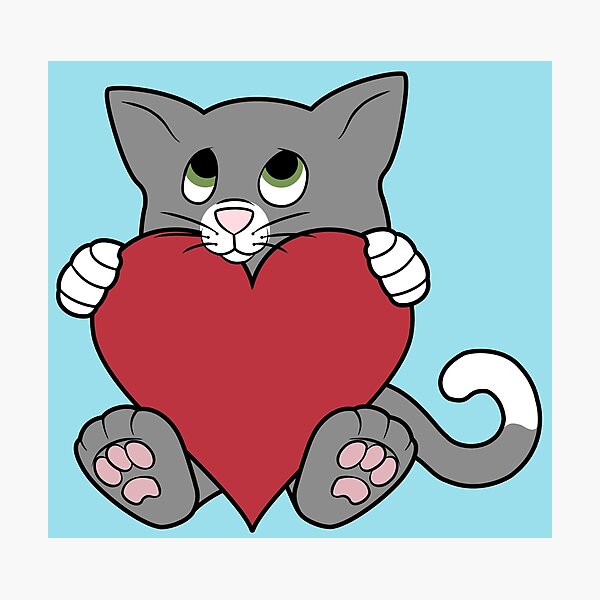 Item preview, Valentine's Day Gray Cat with Red Heart designed and sold by Grifynne.