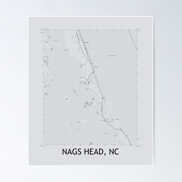 Item preview, Nags Head, NC Topographical Map Grey designed and sold by PGHPhotoCo.