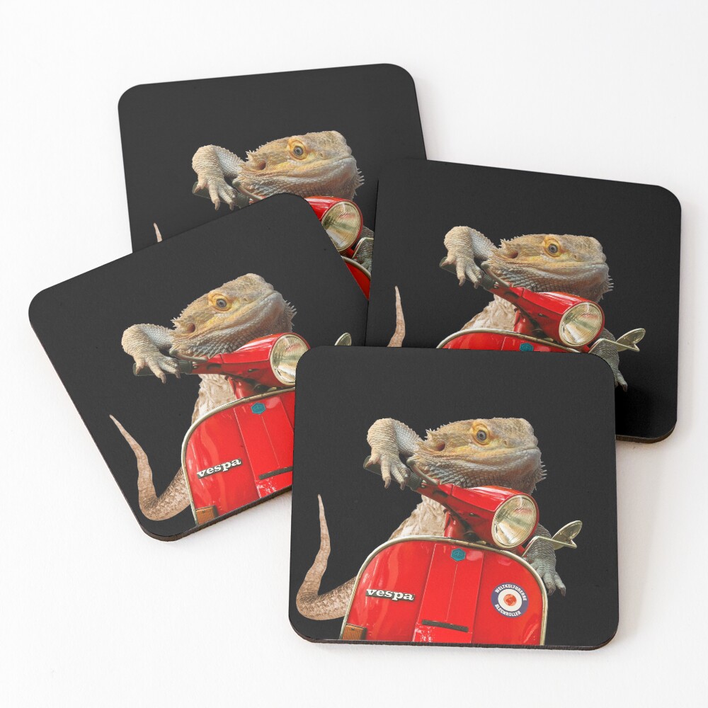 Born To Be Wild - Bearded Dragon On A Vespa Coasters (Set of 4)