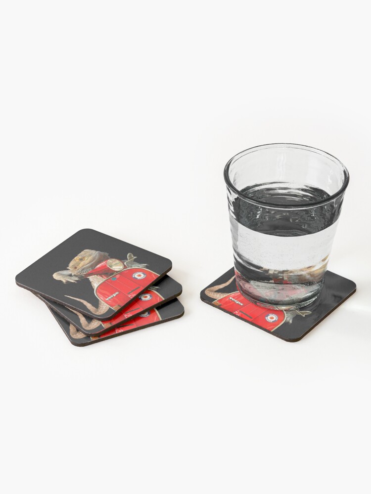 Alternate view of Born To Be Wild - Bearded Dragon On A Vespa Coasters (Set of 4)