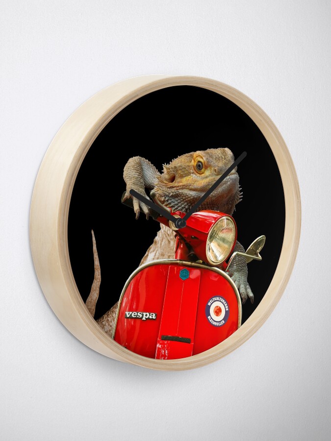 Alternate view of Born To Be Wild - Bearded Dragon On A Vespa Clock