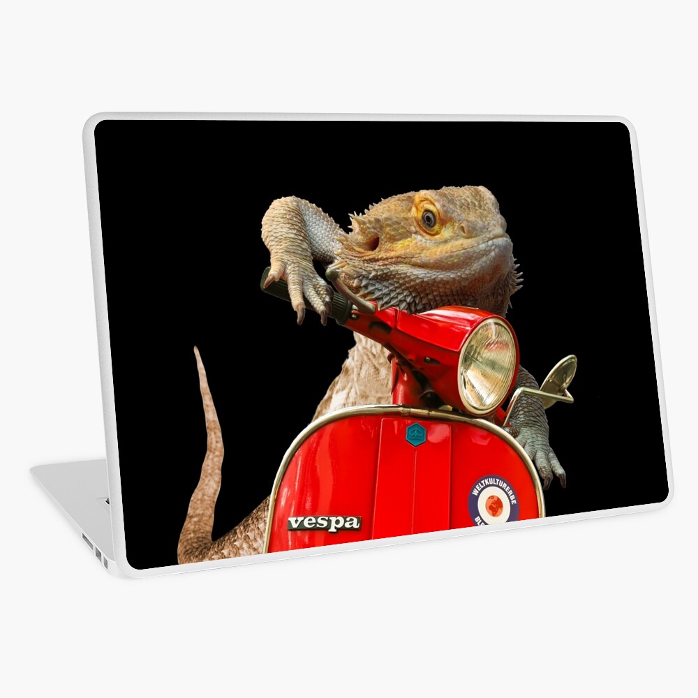 Born To Be Wild - Bearded Dragon On A Vespa Laptop Skin