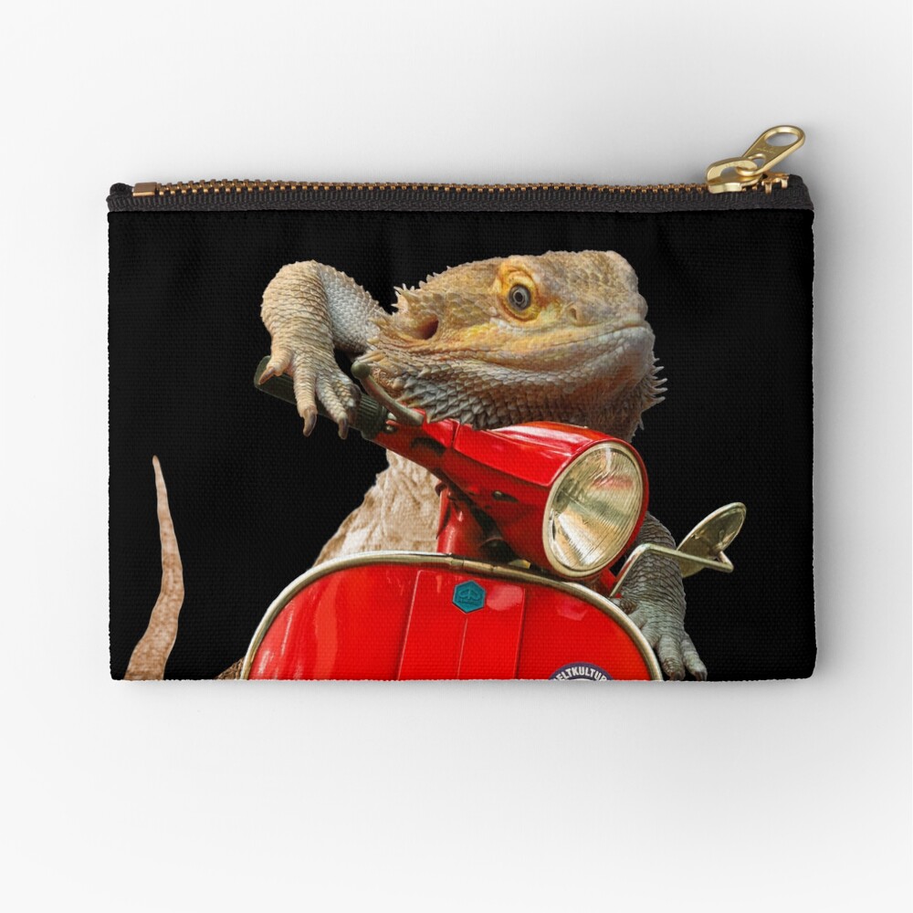 Born To Be Wild - Bearded Dragon On A Vespa Zipper Pouch