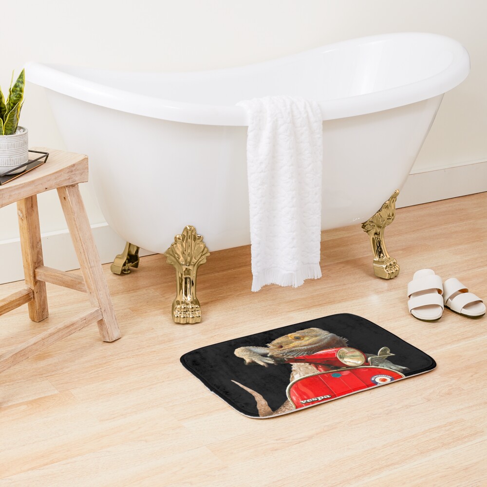 Born To Be Wild - Bearded Dragon On A Vespa Bath Mat