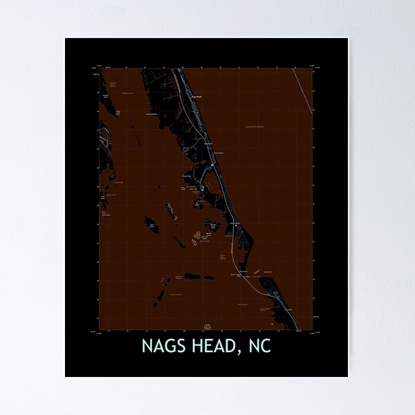 Item preview, Nags Head, NC Topographical Map Dark designed and sold by PGHPhotoCo.