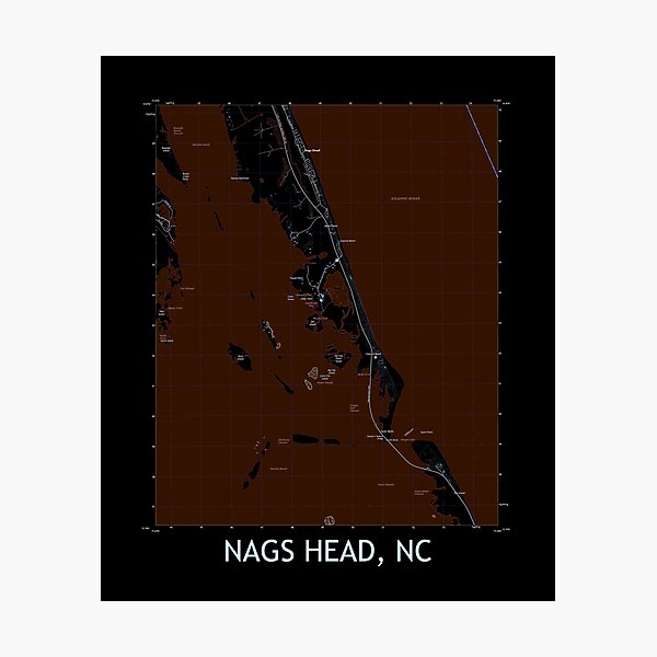 Item preview, Nags Head, NC Topographical Map Dark designed and sold by PGHPhotoCo.