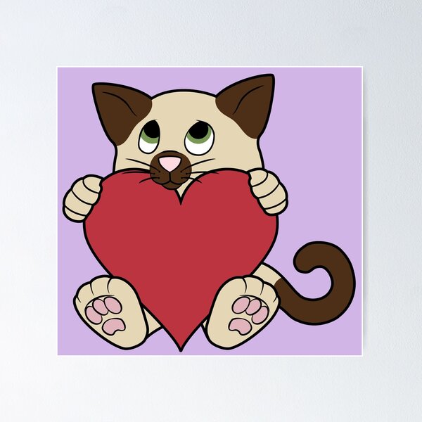 Item preview, Valentine's Day Siamese Cat with Red Heart designed and sold by Grifynne.
