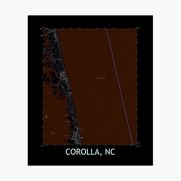 Item preview, Corolla, NC Topographical Map Dark designed and sold by PGHPhotoCo.