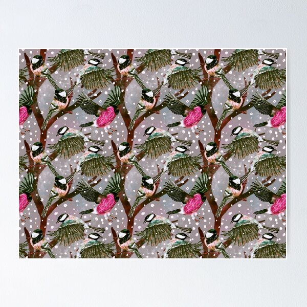Item preview, Pink Winter Bird pattern  designed and sold by Dottadesigns.