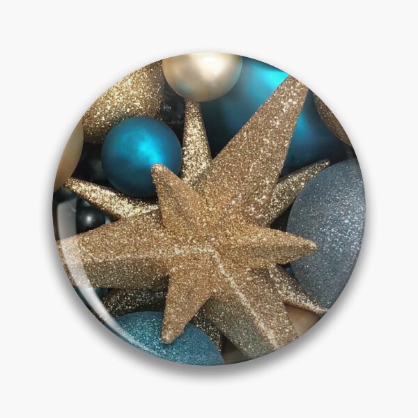 Item preview, Teal and Gold Christmas Ornaments Close-up designed and sold by InalterataArt.