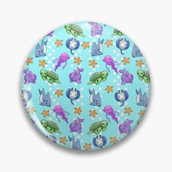 Item preview, Sea Life Cartoon Pattern Sea Turtle Dolphin Ray Starfish Jellyfish Shark designed and sold by KeysTreasures.