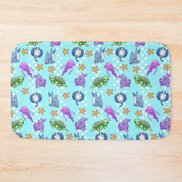 Item preview, Sea Life Cartoon Pattern Sea Turtle Dolphin Ray Starfish Jellyfish Shark designed and sold by KeysTreasures.