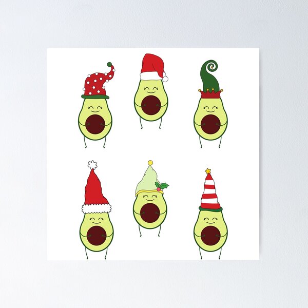 Item preview, Avocadoes in Christmas Santa and Elf Hats designed and sold by EdenLiving.