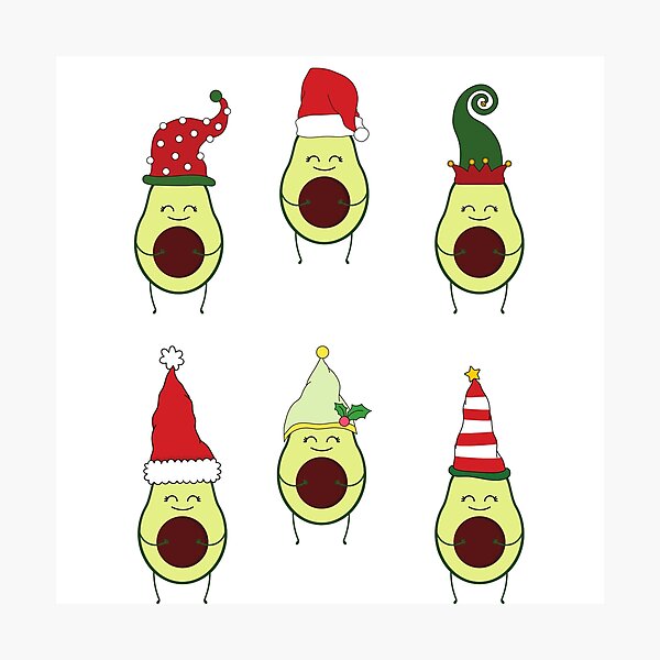 Item preview, Avocadoes in Christmas Santa and Elf Hats designed and sold by EdenLiving.