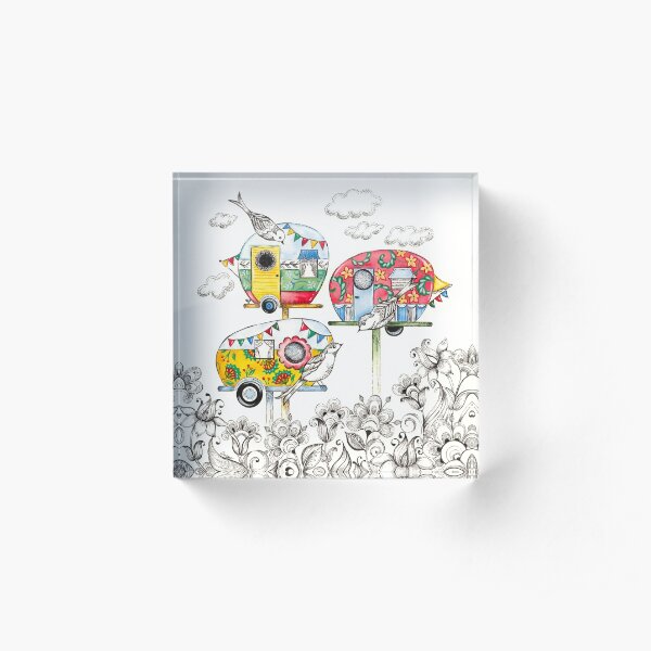 Trailer Perch Birdhouses Acrylic Block