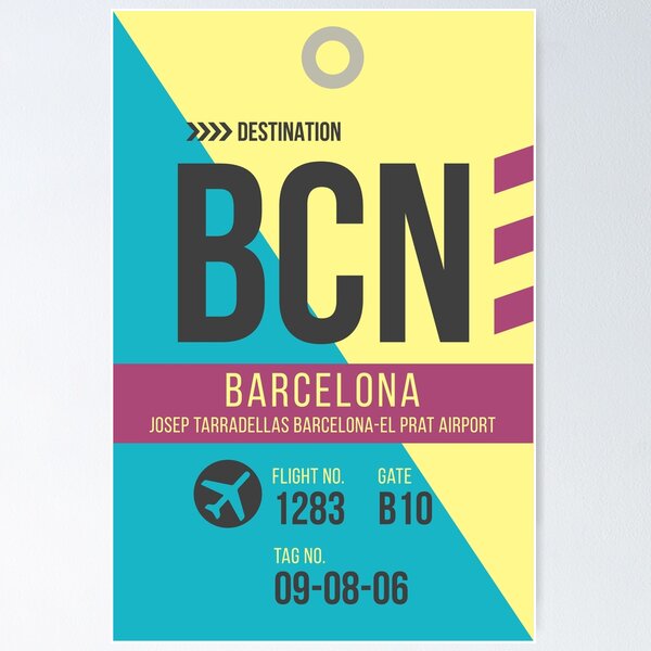 Artikelvorschau, Stilvoller Gepäckanhänger des Flughafens Barcelona El Prat (BCN) entworfen und verkauft von SLAG-Creative.