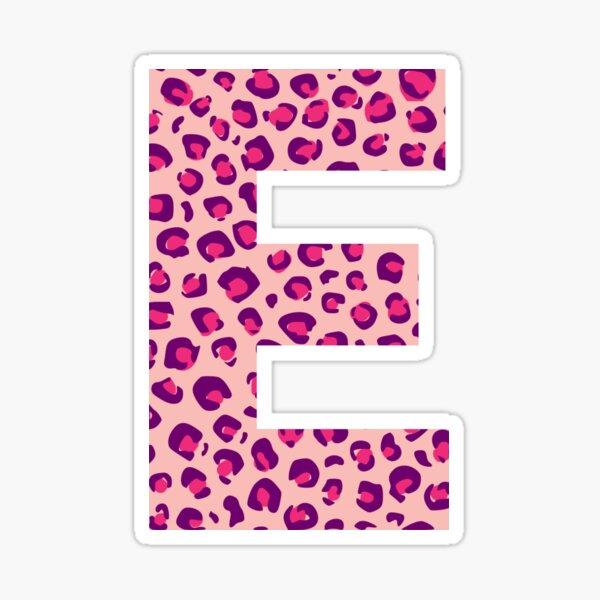 Letter E Pink Cheetah Monogram Initial Sticker Sticker By