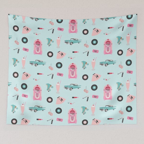Item preview, Summer Lovin' (1950s aesthetic) in blue designed and sold by Alysha Newton.